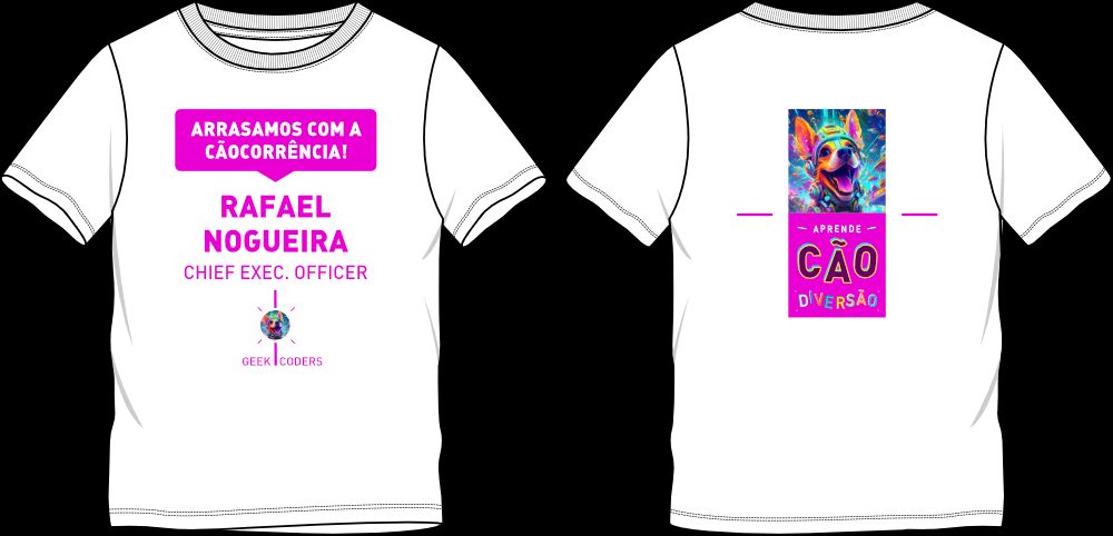 Image of thirts with branding that say Aprende Cao Diversao. This is an image related to a project inside Pedro Rodrigues (Treze413) graphic design portfolio.