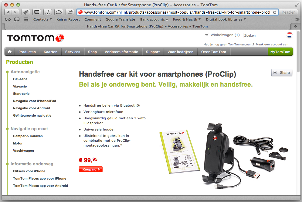 Image of TomTom Hand-Free Car Kit featured on TomTom official online store. This is an image related to a project inside Pedro Rodrigues (Treze413) graphic design portfolio.