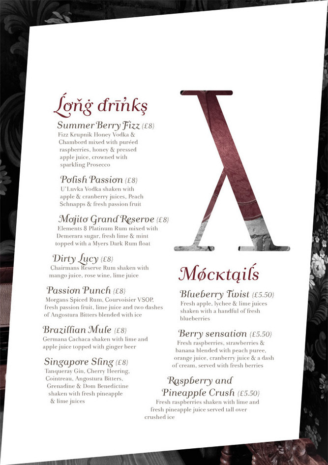 Image of The Hamlet Bar & Restaurant Digital Menu Page 1. This is an image related to a project inside Pedro Rodrigues (Treze413) graphic design portfolio.