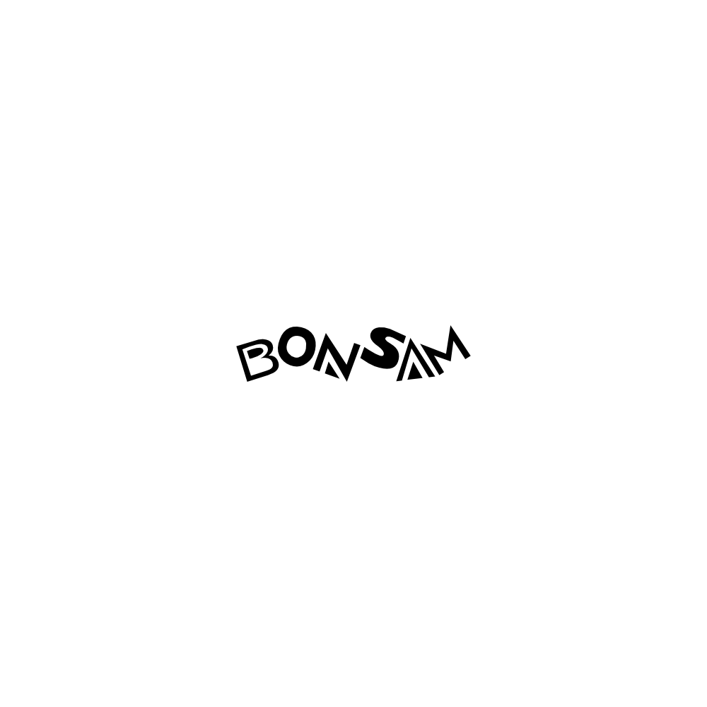 Image of the logo Bonsam in positive monochrome.  This is an image related to a project inside Pedro Rodrigues (Treze413) graphic design portfolio.