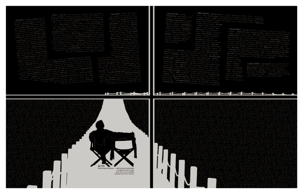 Image of Ai Tu Book&Canvas full inside view, a print project that is both a book and an art canvas. This is an image related to a project inside Pedro Rodrigues (Treze413) graphic design portfolio.