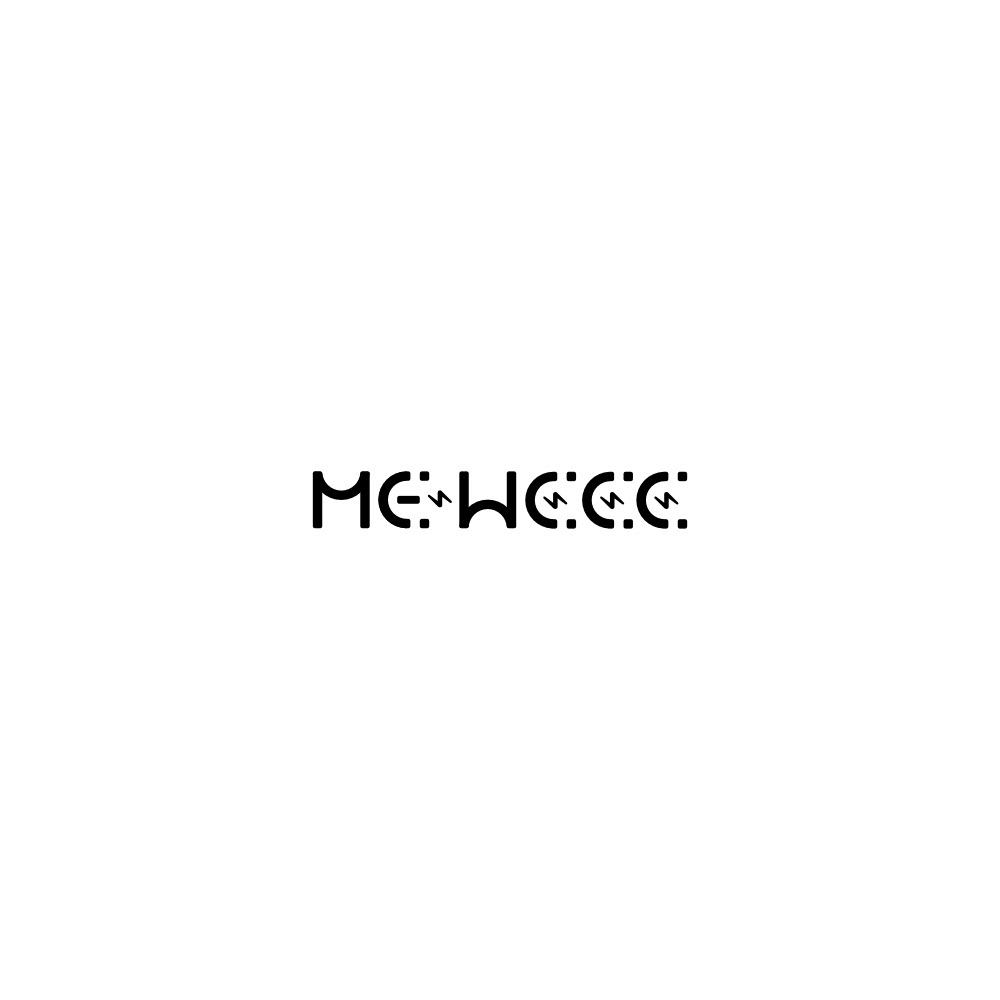 Image of the logo MeWeee in positive monochrome. This is an image related to a project inside Pedro Rodrigues (Treze413) graphic design portfolio.