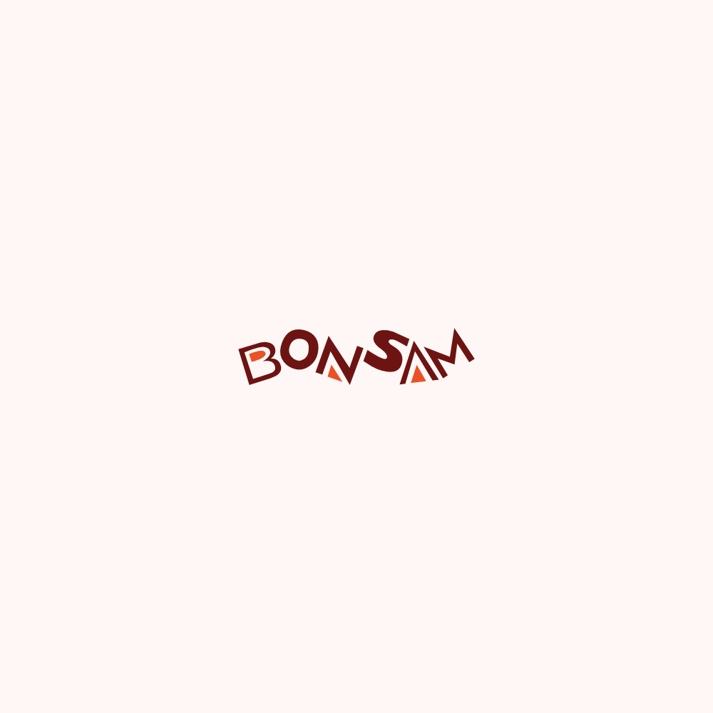 Image of the logo Bonsam in two colors, orange and dark red. This is an image related to a project inside Pedro Rodrigues (Treze413) graphic design portfolio.